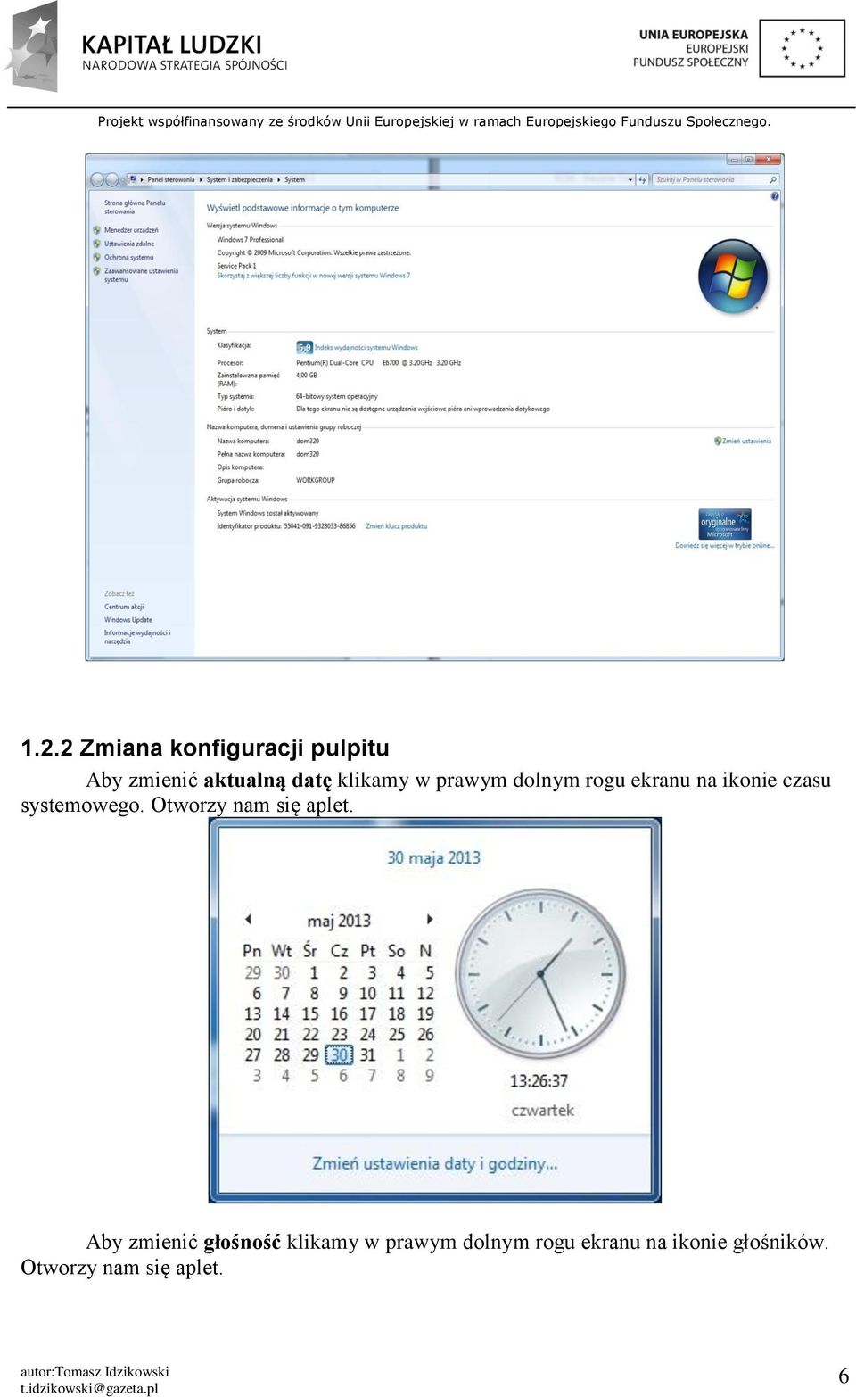 systemowego. Otworzy nam się aplet.