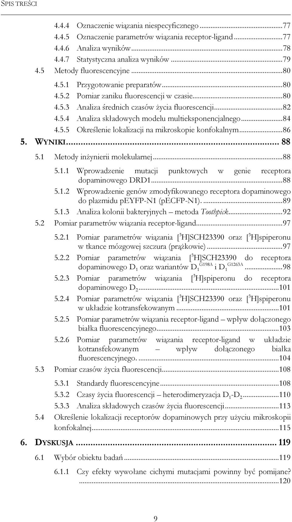 .. 84 4.5.5 Określenie lokalizacji na mikroskopie konfokalnym... 86 5. WYNIKI... 88 5.1 Metody inŝynierii molekularnej... 88 5.1.1 Wprowadzenie mutacji punktowych w genie receptora dopaminowego DRD1.