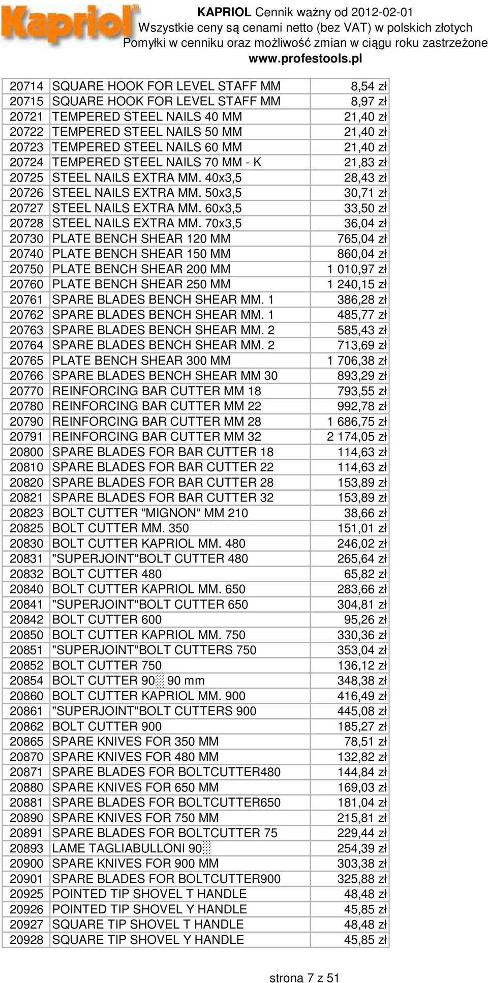 60x3,5 33,50 zł 20728 STEEL NAILS EXTRA MM.