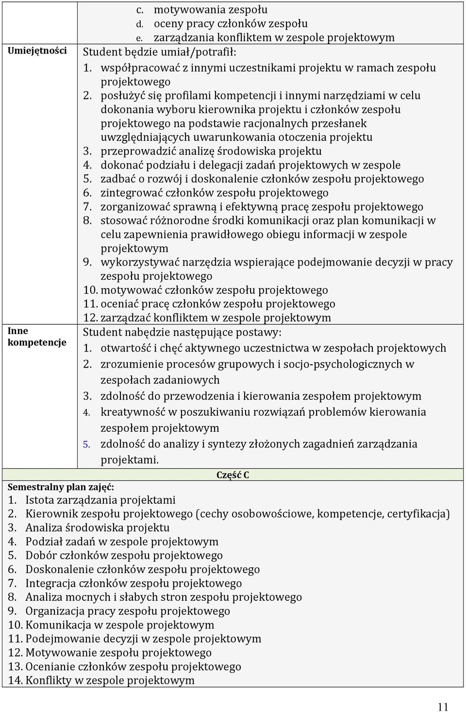 posłużyć się profilami kompetencji i innymi narzędziami w celu dokonania wyboru kierownika projektu i członków zespołu projektowego na podstawie racjonalnych przesłanek uwzględniających uwarunkowania