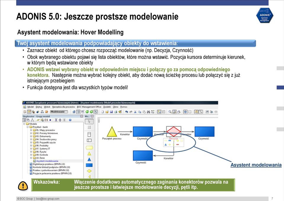 Decyzja, Czynność) Obok wybranego obiektu pojawi się lista obiektów, które można wstawić.