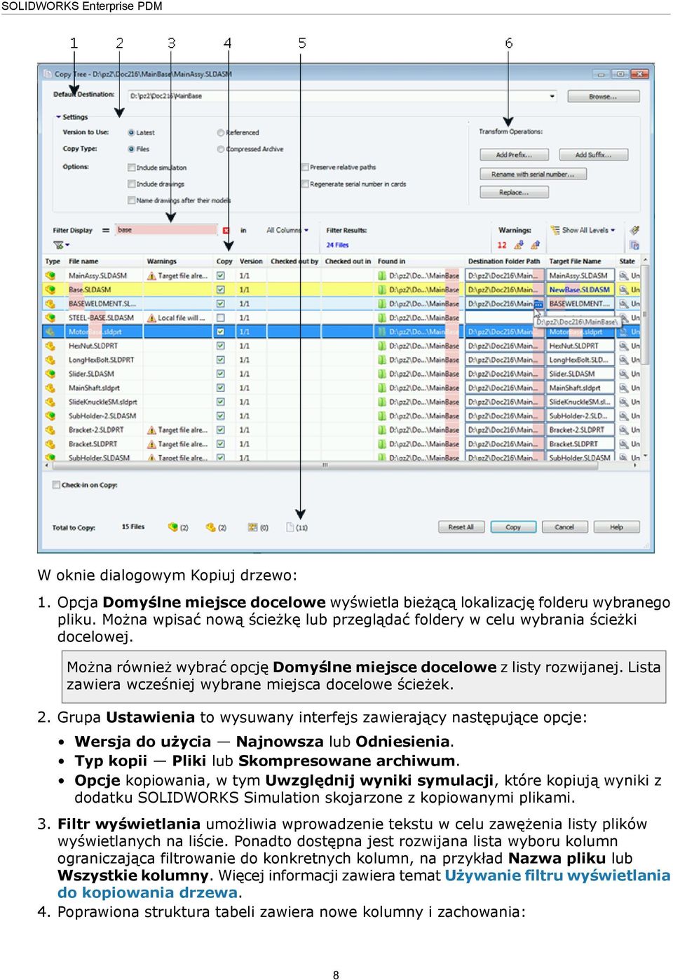 Lista zawiera wcześniej wybrane miejsca docelowe ścieżek. 2. Grupa Ustawienia to wysuwany interfejs zawierający następujące opcje: Wersja do użycia Najnowsza lub Odniesienia.