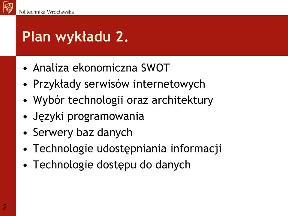 internetowych Wybór technologii oraz architektury