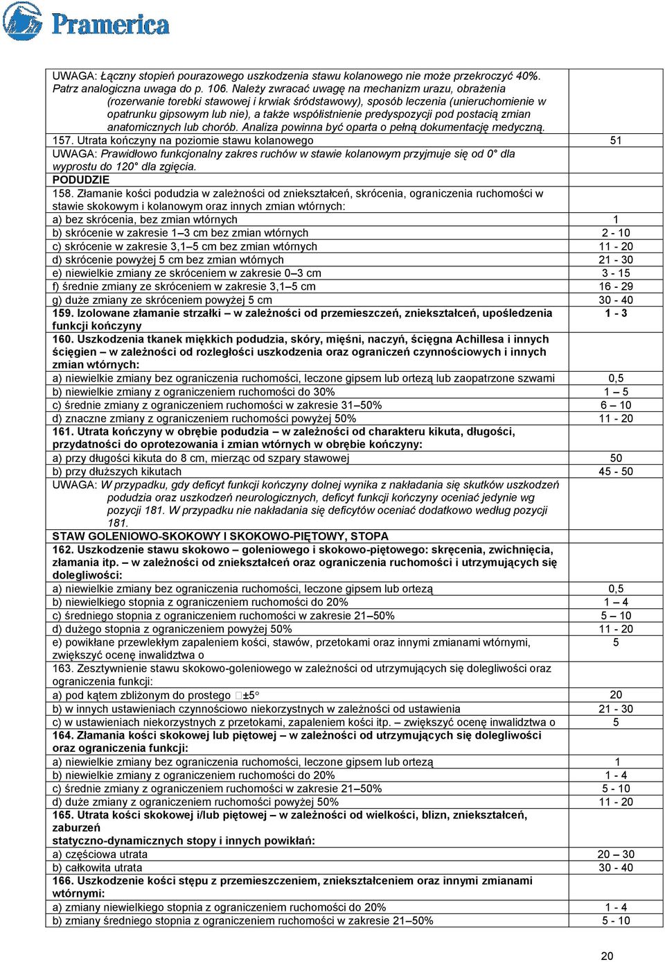 predyspozycji pod postacią zmian anatomicznych lub chorób. Analiza powinna być oparta o pełną dokumentację medyczną. 157.