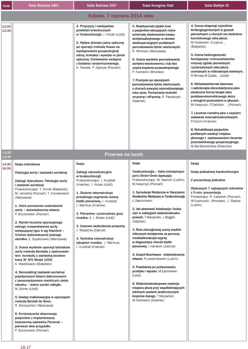 Gabryel (Poznań) 5. Reaktywność płytek krwi u pacjentów stosujących różne schematy dawkowania kwasu acetylosalicylowego w okresie okołooperacyjnym poddanych pomostowaniu tętnic wieńcowych. R. Wilimski (Warszawa) 6.