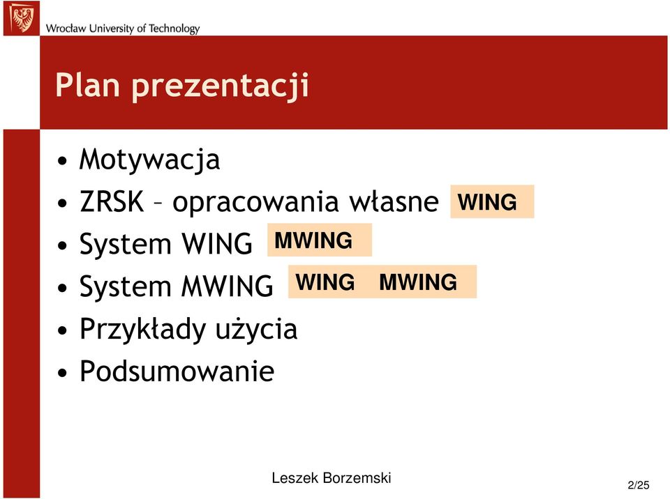 System WING System Przykłady