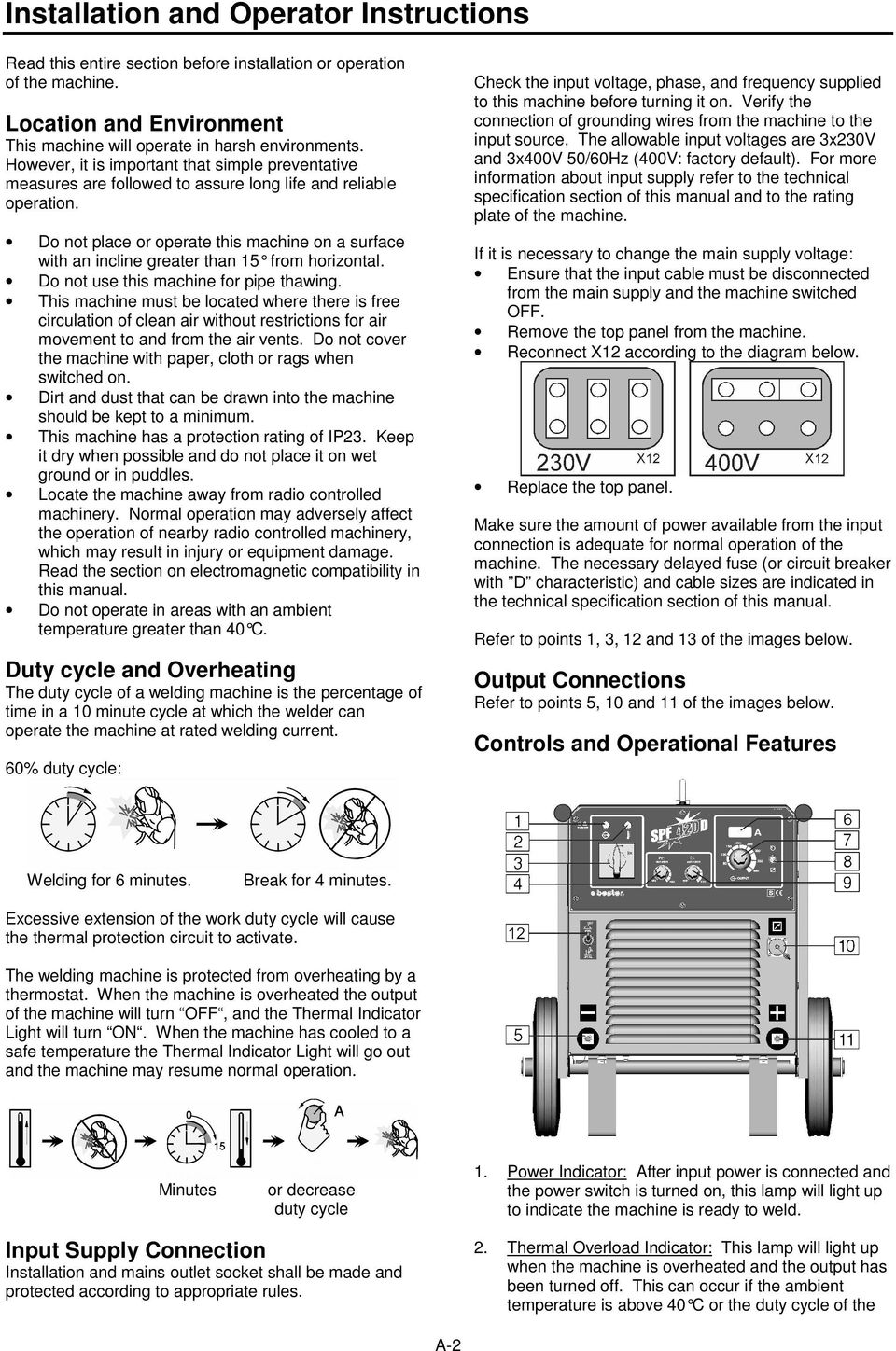 Do not place or operate this machine on a surface with an incline greater than 15 from horizontal. Do not use this machine for pipe thawing.