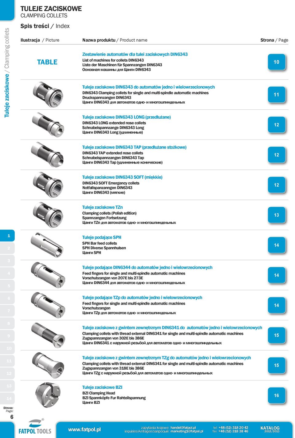 Цанги DIN для автоматов одно- и многошпиндельных Tuleje zaciskowe DIN ON (przedłużane) DIN ON extended nose collets chnabelspannzange DIN ong Цанги DIN ong (удлиненные) trona / Page Tuleje zaciskowe