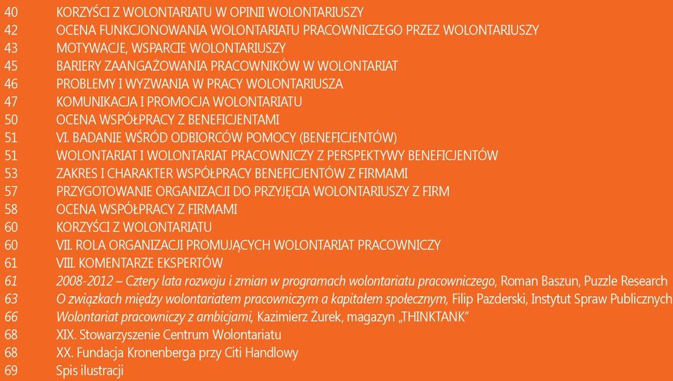 BADANIE WŚRÓD ODBIORCÓW POMOCY (BENEFICJENTÓW) 51 WOLONTARIAT I WOLONTARIAT PRACOWNICZY Z PERSPEKTYWY BENEFICJENTÓW 53 ZAKRES I CHARAKTER WSPÓŁPRACY BENEFICJENTÓW Z FIRMAMI 57 PRZYGOTOWANIE