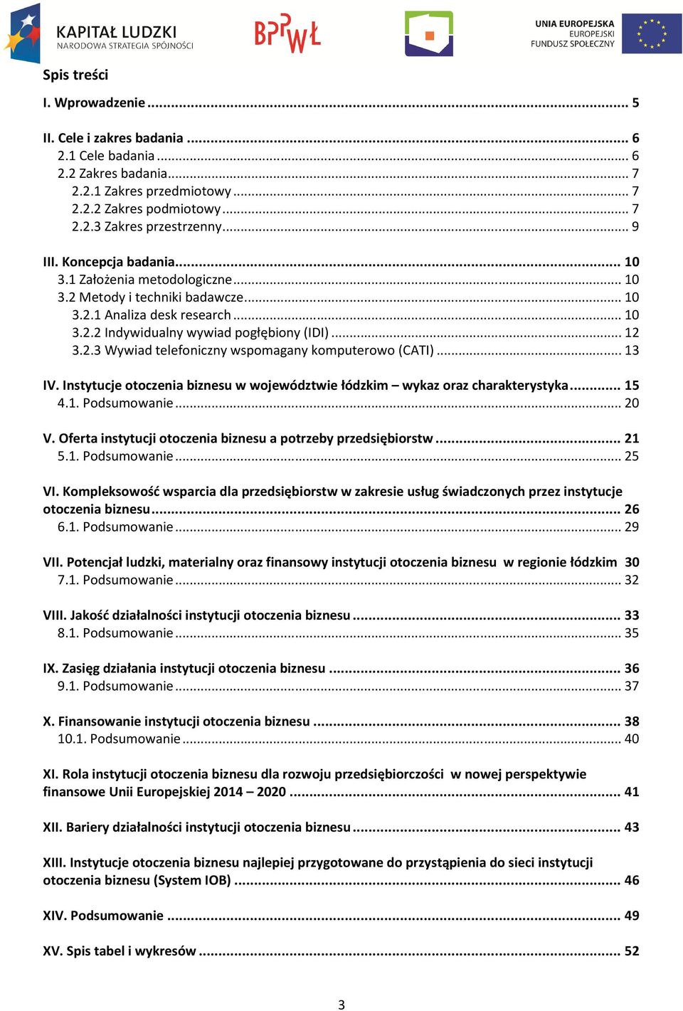 .. 13 IV. Instytucje otoczenia biznesu w województwie łódzkim wykaz oraz charakterystyka... 15 4.1. Podsumowanie... 20 V. Oferta instytucji otoczenia biznesu a potrzeby przedsiębiorstw... 21 5.1. Podsumowanie... 25 VI.