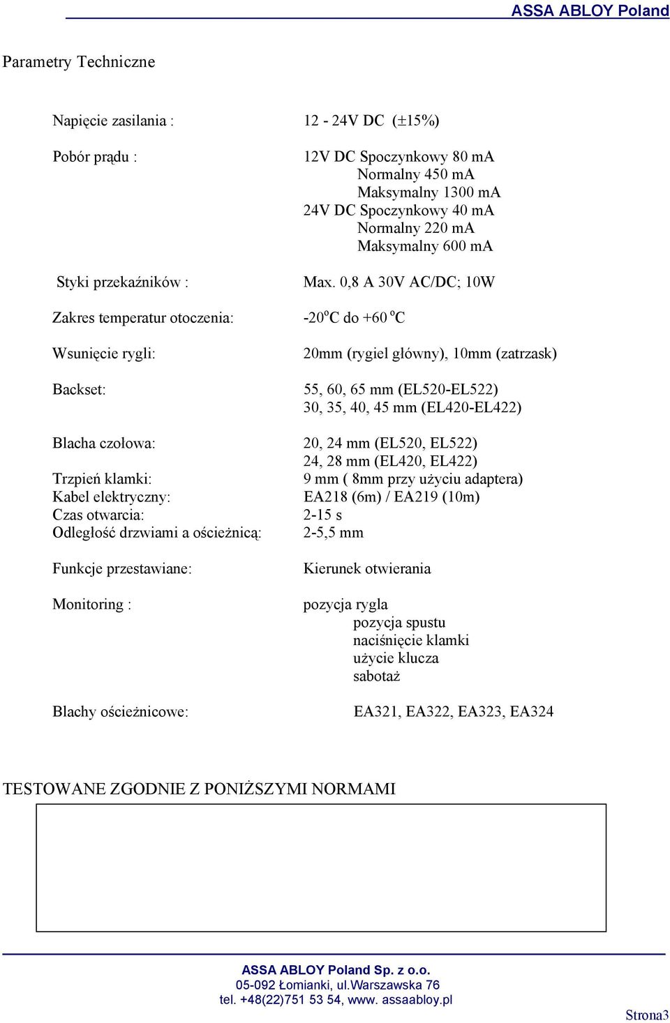 220 ma Maksymalny 600 ma Max.