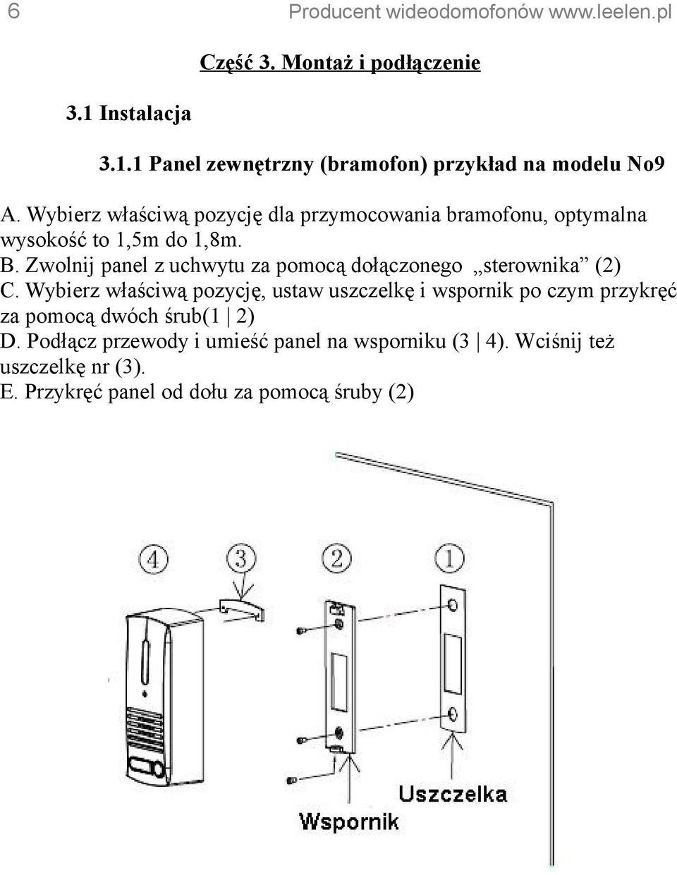 Zwolnij panel z uchwytu za pomocą dołączonego sterownika (2) C.