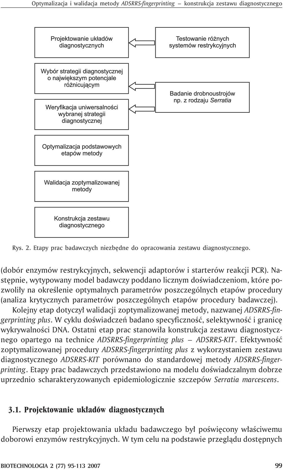 Nastêpnie, wytypowany model badawczy poddano licznym doœwiadczeniom, które pozwoli³y na okreœlenie optymalnych parametrów poszczególnych etapów procedury (analiza krytycznych parametrów