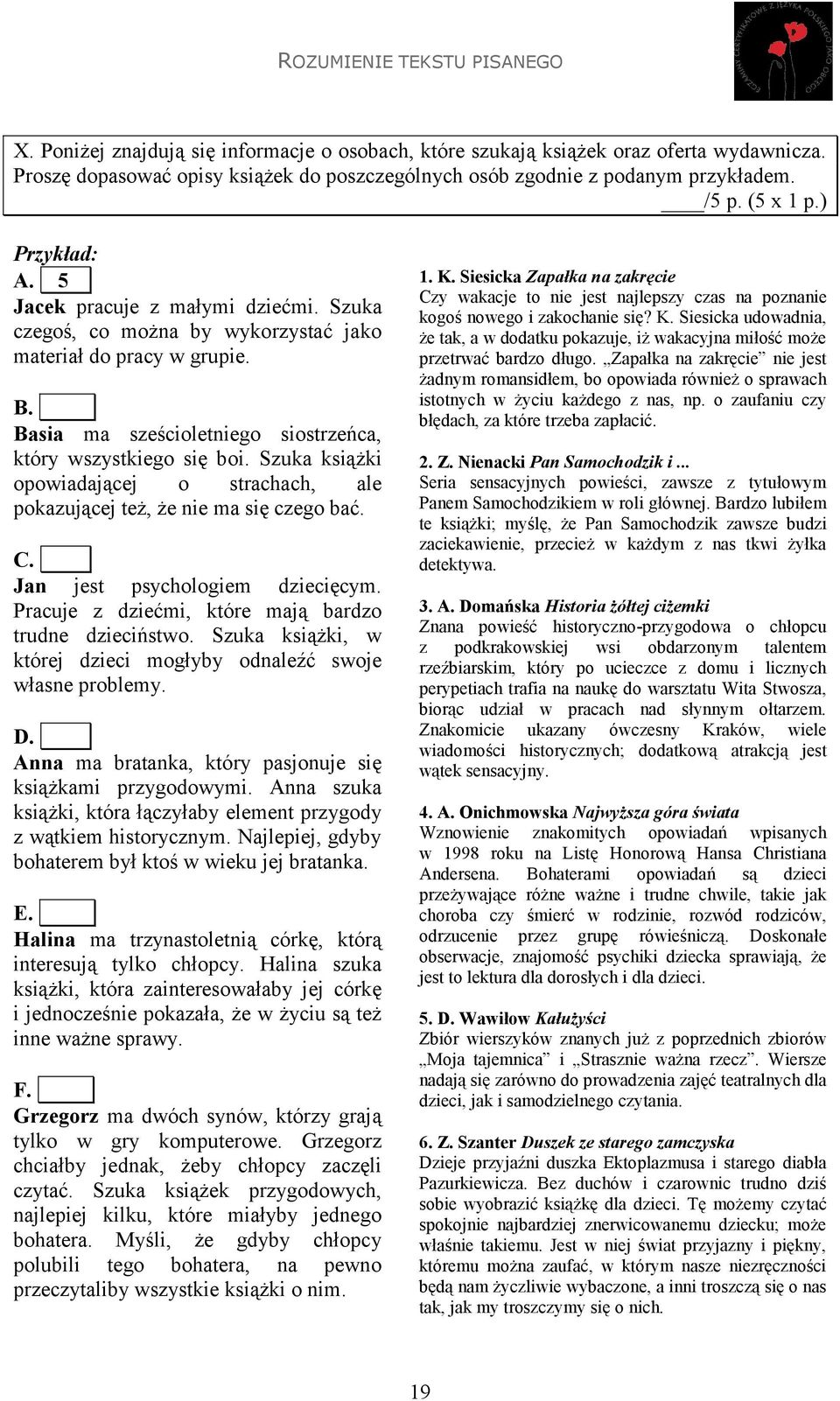 Szuka książki opowiadającej o strachach, ale pokazującej też, że nie ma się czego bać. C. Jan jest psychologiem dziecięcym. Pracuje z dziećmi, które mają bardzo trudne dzieciństwo.