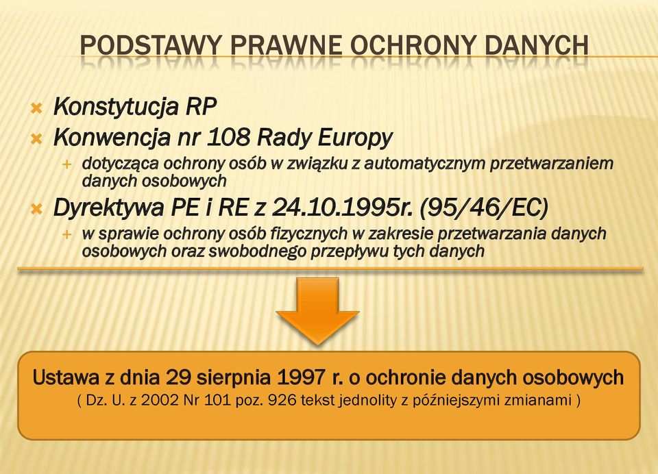 (95/46/EC) w sprawie ochrony osób fizycznych w zakresie przetwarzania danych osobowych oraz swobodnego przepływu