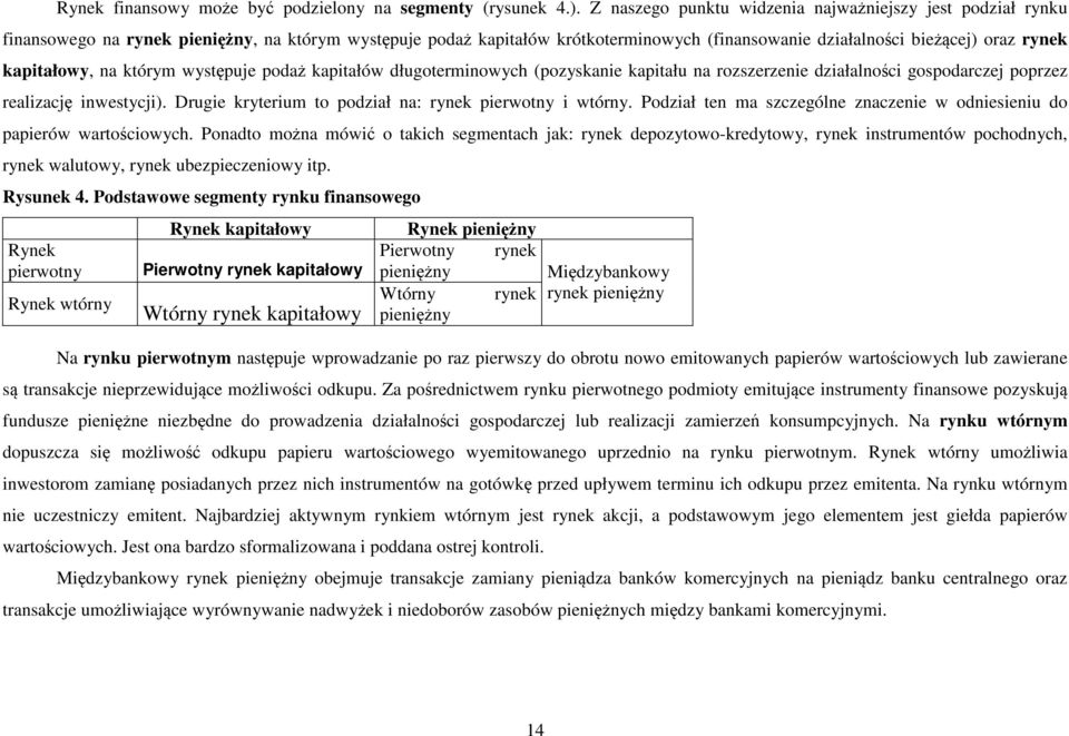 kapitałowy, na którym występuje podaż kapitałów długoterminowych (pozyskanie kapitału na rozszerzenie działalności gospodarczej poprzez realizację inwestycji).