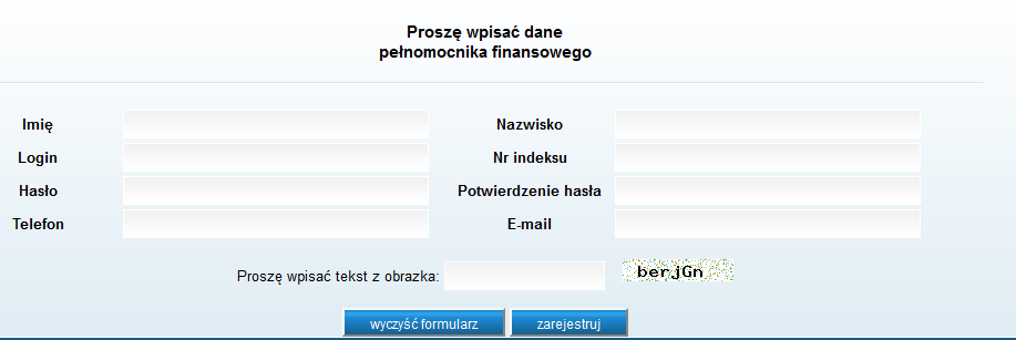 Rejestracja użytkownika Jeżeli organizacja posiada już konto w systemie lub dokonano jej rejestracji oraz aktywacji, możesz zarejestrować indywidualnego użytkownika (pełnomocnika finansowego).