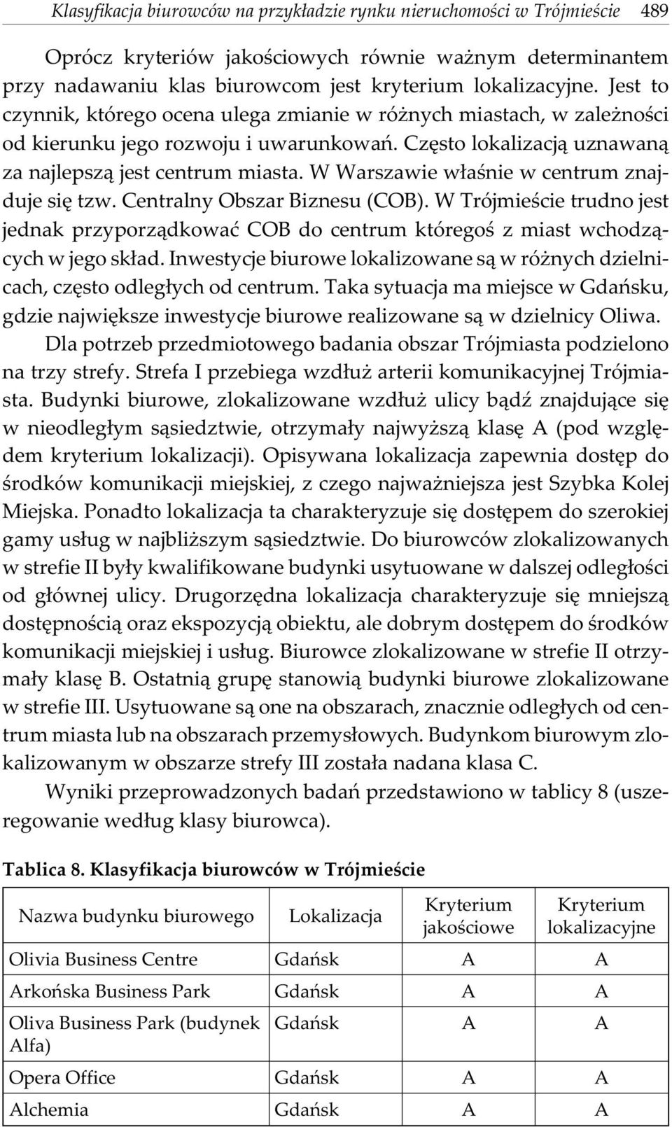 W Warszawie w³aœnie w centrum znajduje siê tzw. Centralny Obszar Biznesu (COB). W Trójmieœcie trudno jest jednak przyporz¹dkowaæ COB do centrum któregoœ z miast wchodz¹cych w jego sk³ad.