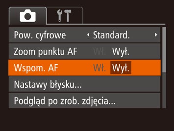 Dostosowywanie działania aparatu Funkcje można dostosować na karcie [ ] na ekranie menu w sposób przedstawiony poniżej.