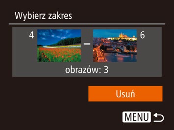 Wybieranie zakresu Wybieranie wszystkich zdjęć naraz 1 Wybierz opcję [Wybierz zakres].