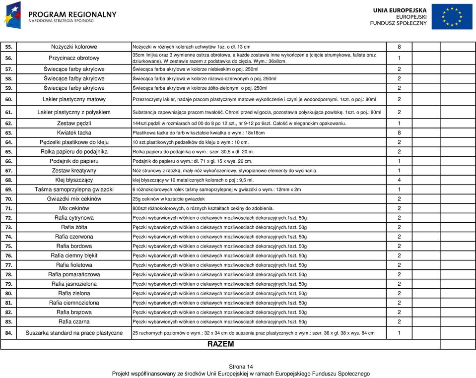 57. Świecące farby akrylowe Świecąca farba akrylowa w kolorze niebieskim o poj. 50ml 5. Świecące farby akrylowe Świecąca farba akrylowa w kolorze rózowo-czerwonym o poj. 50ml 59.