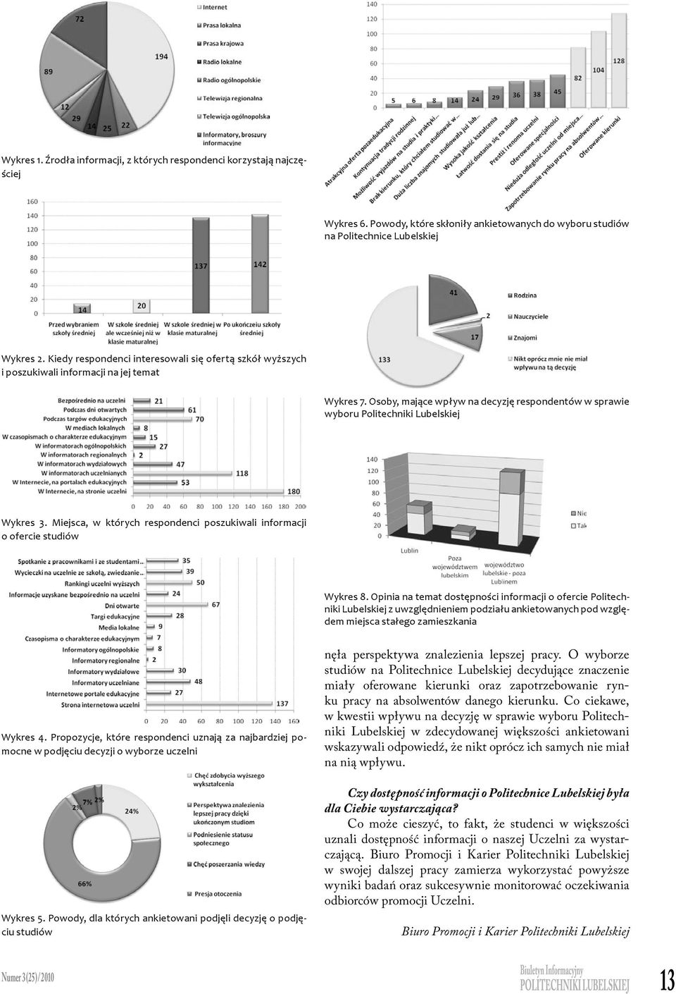 Miejsca, w których respondenci poszukiwali informacji o ofercie studiów Wykres 8.