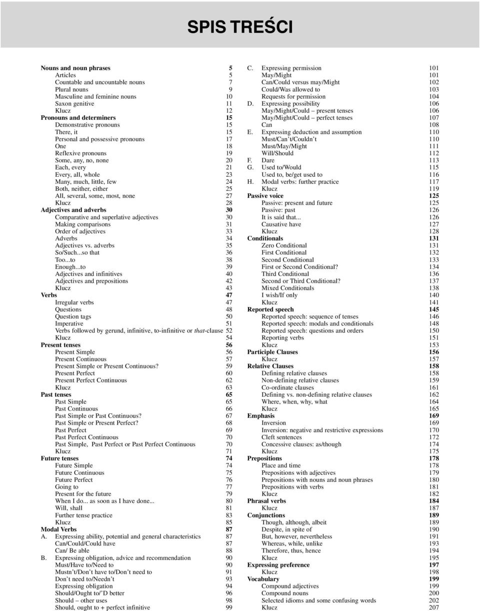 25 All, several, some, most, none 27 Klucz 28 Adjectives and adverbs 30 Comparative and superlative adjectives 30 Making comparisons 31 Order of adjectives 33 Adverbs 34 Adjectives vs.