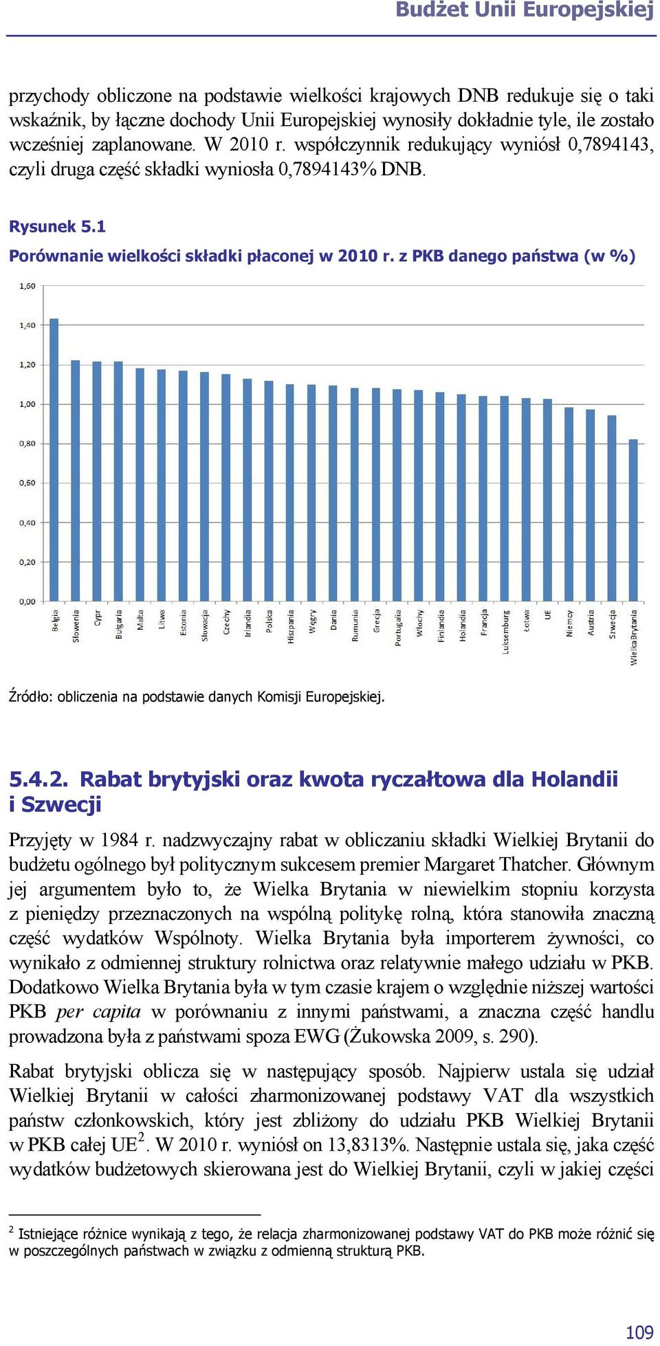 z PKB danego państwa (w %) Źródło: obliczenia na podstawie danych Komisji Europejskiej. 5.4.2. Rabat brytyjski oraz kwota ryczałtowa dla Holandii i Szwecji Przyjęty w 1984 r.