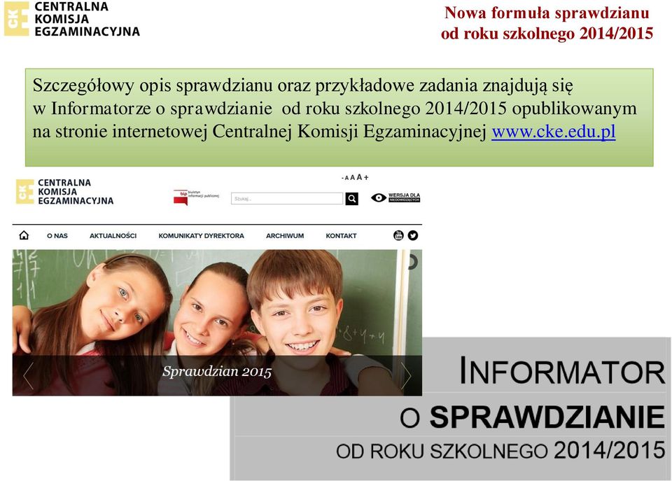 Informatorze o sprawdzianie opublikowanym na