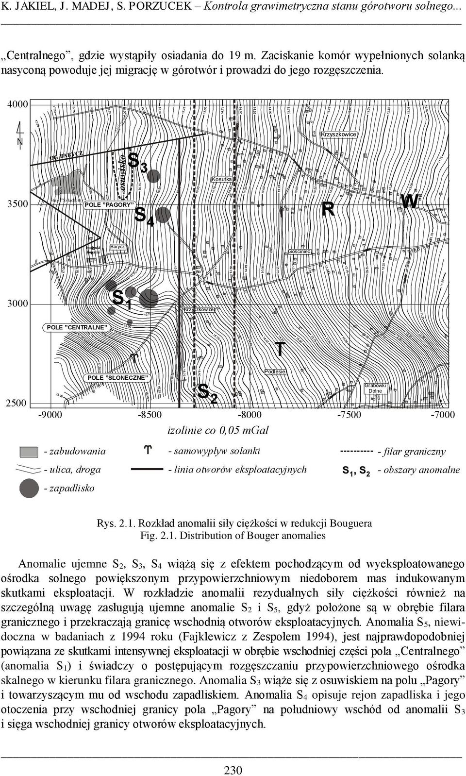 4000 Malinówka 3500 osuwisko Staw Szlachetny POLE PAGORY S 3 S 4 Kosutka R W budynki kopalni Barycz Gościniec 3000 S 1 POLE CENTRALNE T 2500 POLE SŁONECZNE Grabówki Dolne -9000-8500 -8000-7500 -7000