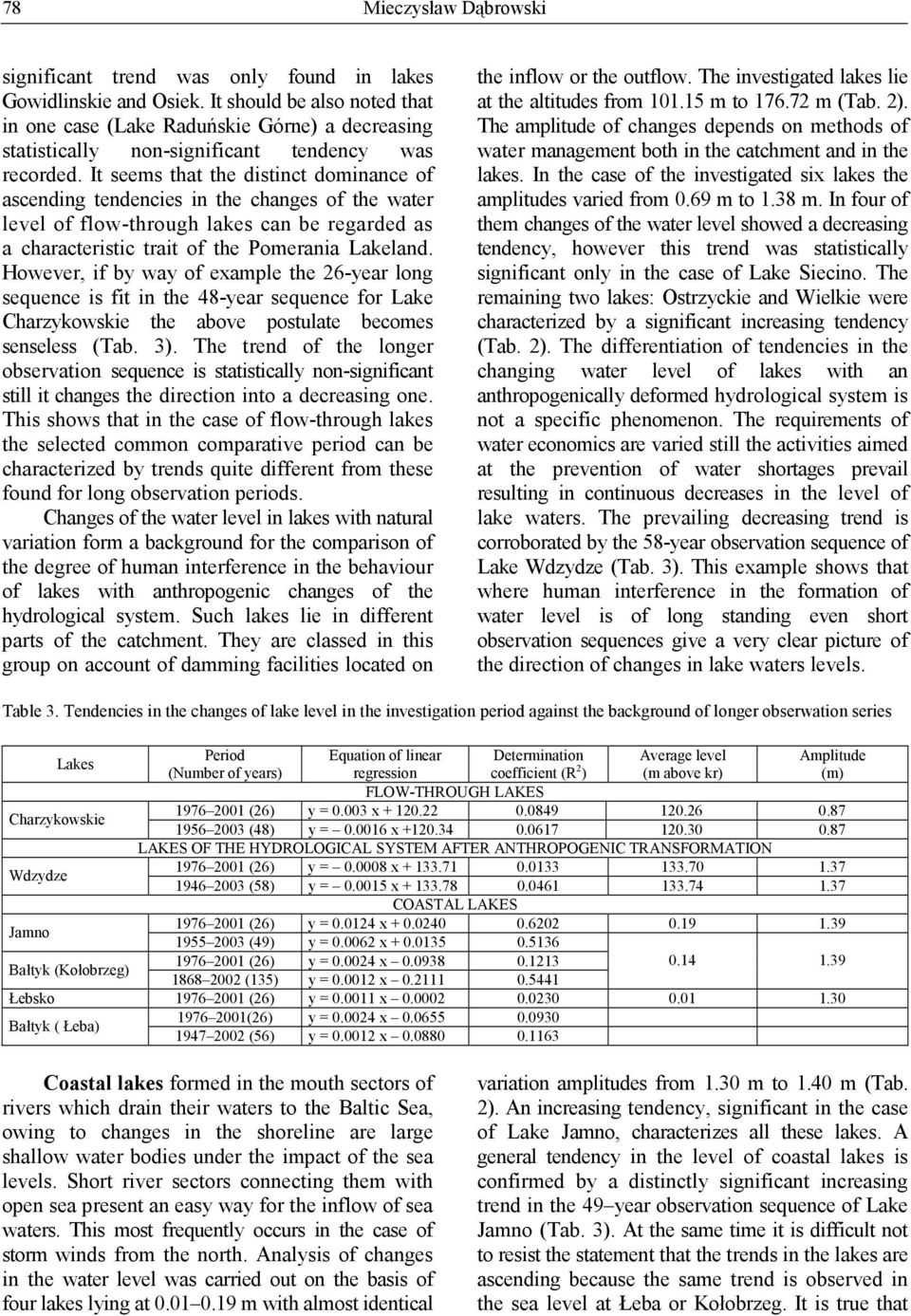 However, if by way of example the 26-year long sequence is fit in the 48-year sequence for Lake Charzykowskie the above postulate becomes senseless (Tab. 3).