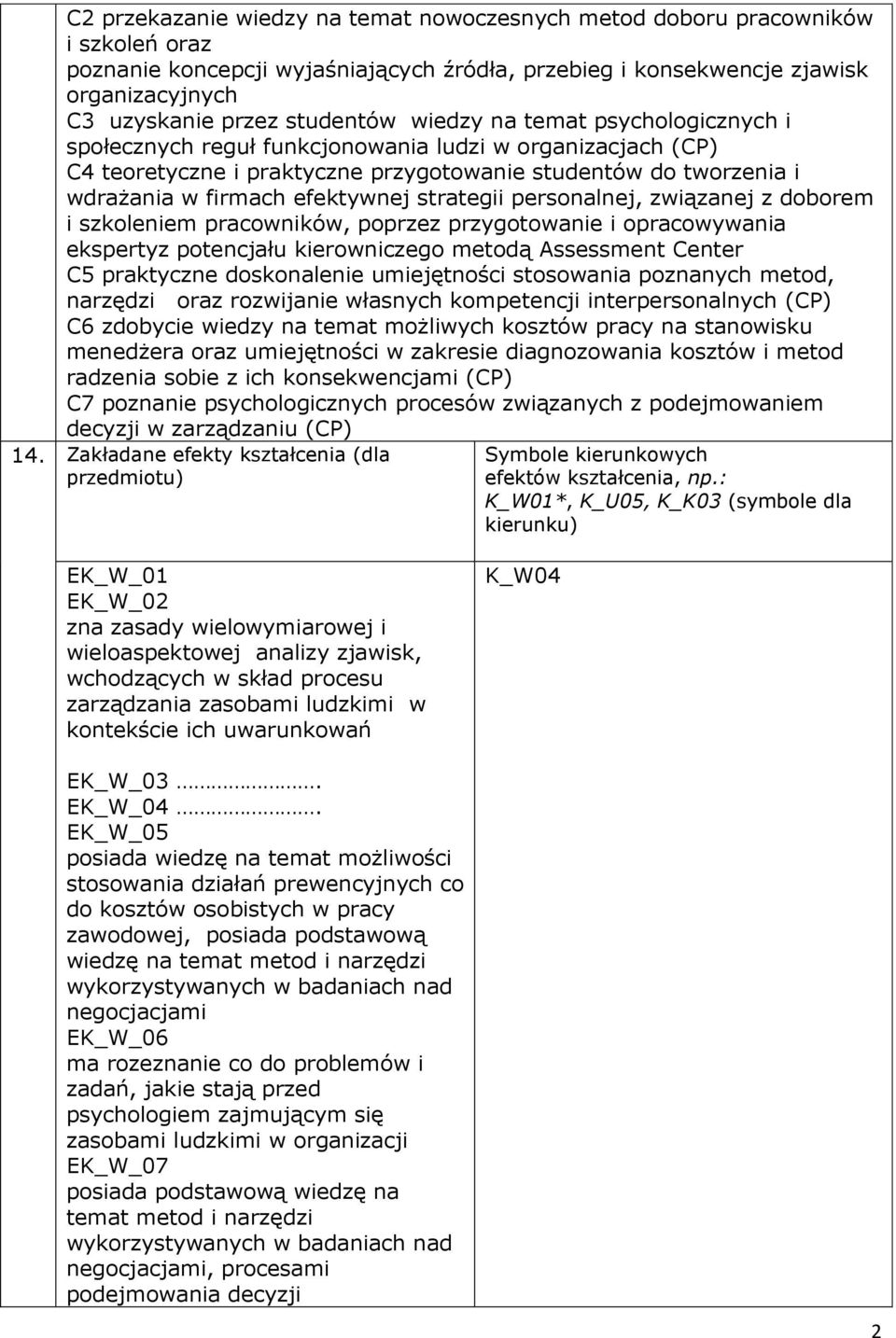 efektywnej strategii personalnej, związanej z doborem i szkoleniem pracowników, poprzez przygotowanie i opracowywania ekspertyz potencjału kierowniczego metodą Assessment Center C5 praktyczne