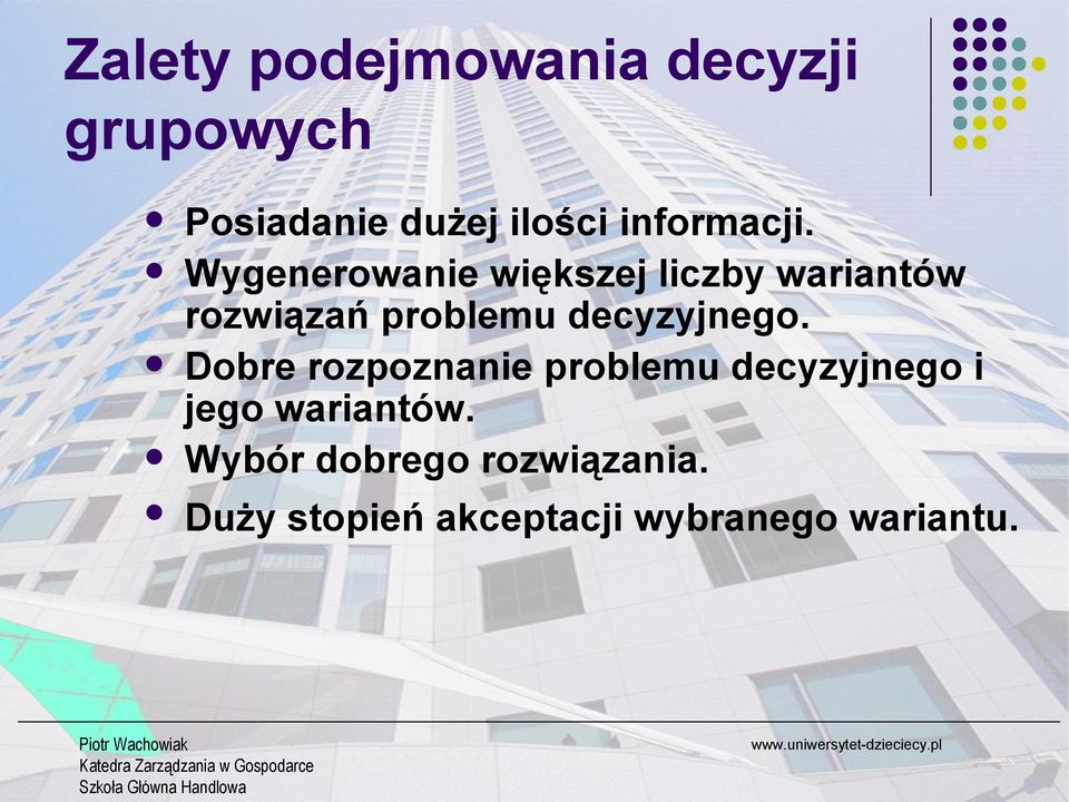 Wygenerowanie większej liczby wariantów rozwiązań problemu