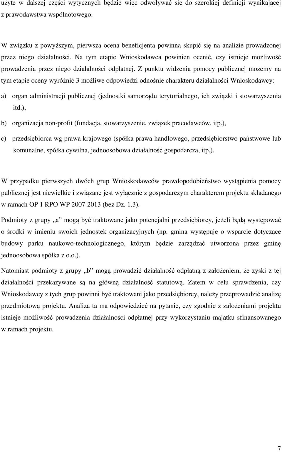 Na tym etapie Wnioskodawca powinien ocenić, czy istnieje możliwość prowadzenia przez niego działalności odpłatnej.