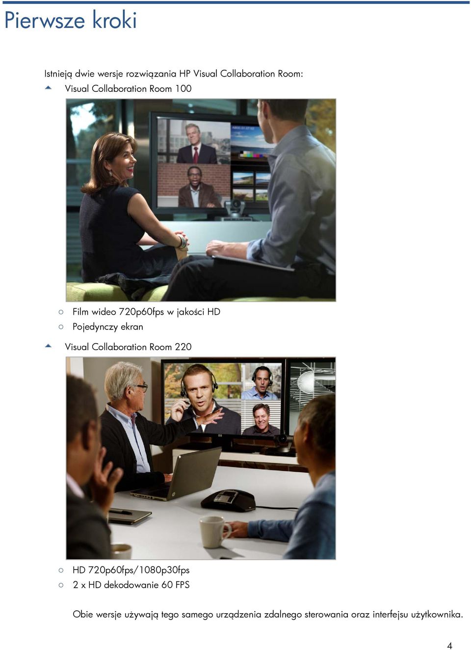 Visual Collaboration Room 220 HD 720p60fps/1080p30fps 2 x HD dekodowanie 60 FPS