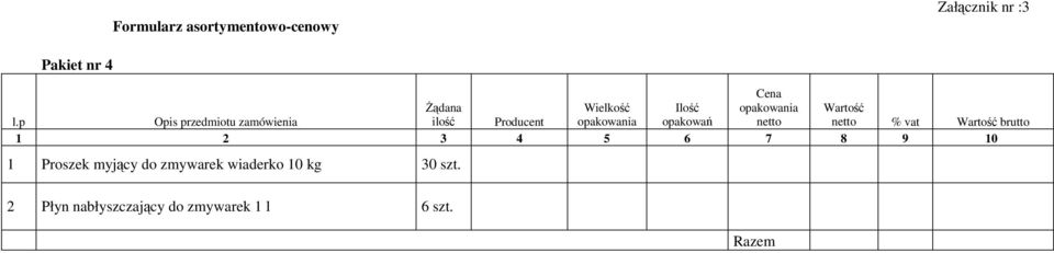 Producent netto netto % vat brutto 1 Proszek