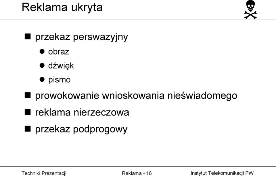 reklama nierzeczowa przekaz podprogowy Techniki