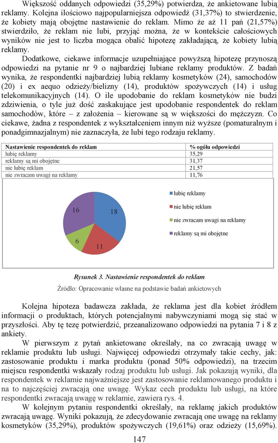 Dodatkowe, ciekawe informacje uzupełniające powyższą hipotezę przynoszą odpowiedzi na pytanie nr 9 o najbardziej lubiane reklamy produktów.