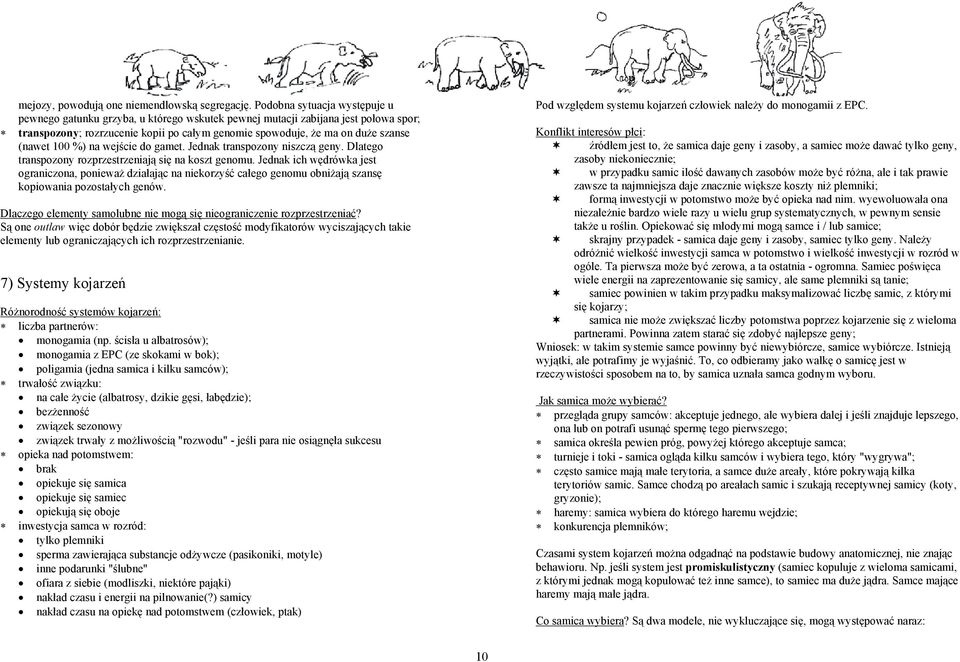 100 %) na wejście do gamet. Jednak transpozony niszczą geny. Dlatego transpozony rozprzestrzeniają się na koszt genomu.