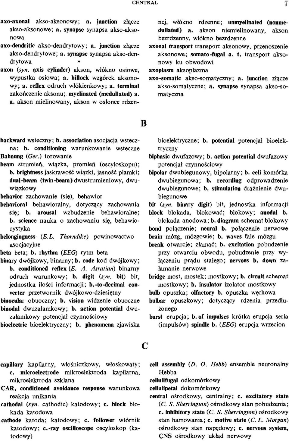 terminal zakończenie aksonu; myelinated (medullated) a. a. akson mielinowany, akson w osłonce rdzennej, włókno rdzenne; unmyelinated (nonmedullated) a.