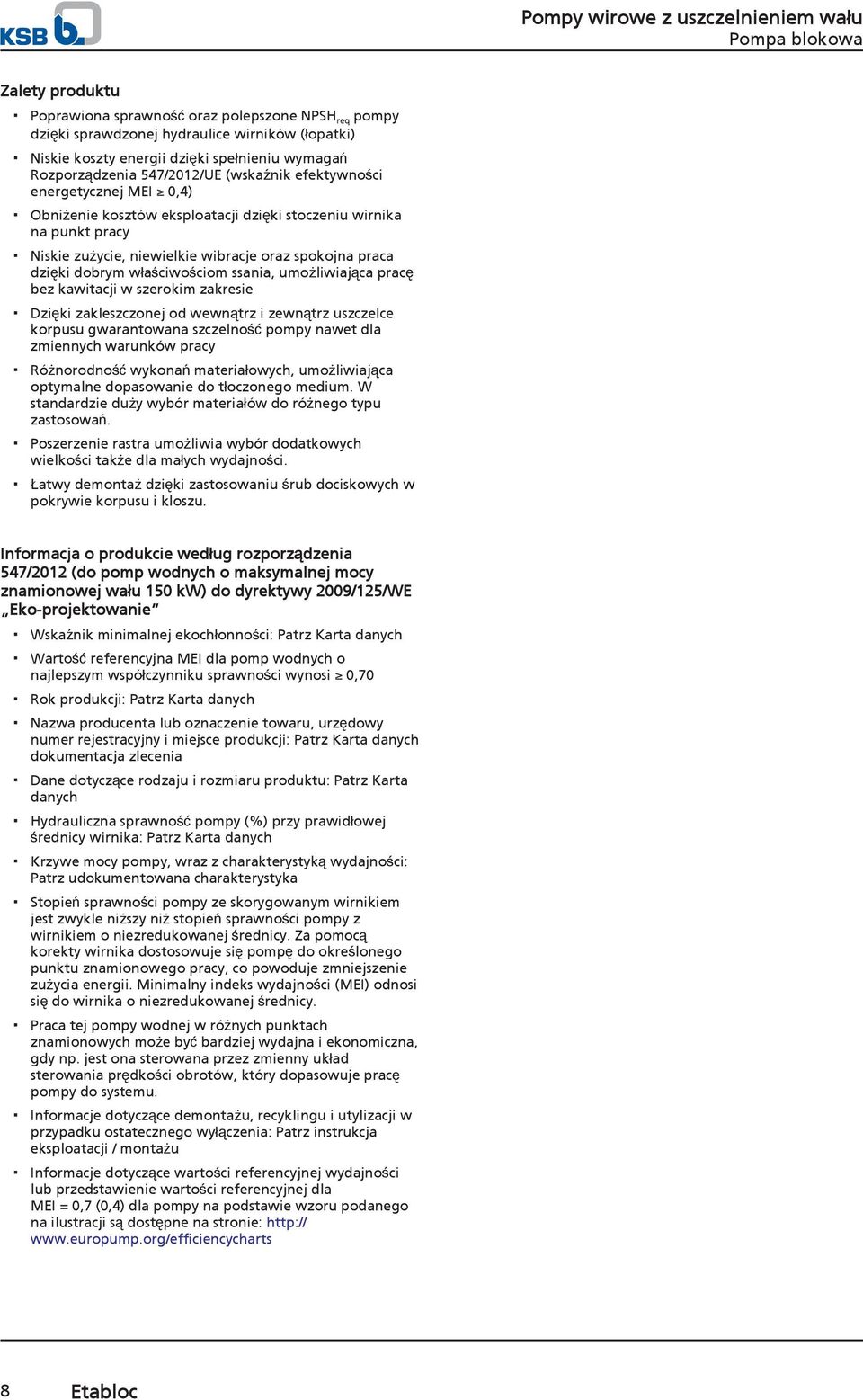 SEARCH AND BUY THIS PRODUCT Pompa blokowa. Etabloc. Zeszyt typoszeregu - PDF