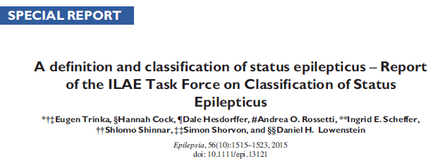 A definition and classification of status epilepticus Report of the ILAE Task Force on