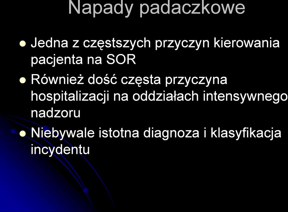 przyczyna hospitalizacji na oddziałach