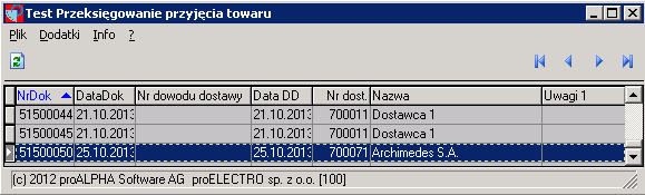 7 3.3 Przyjęcie towaru Dokonaj rejestracji Przyjęcia towaru zgodnie z Zamówieniem. Dokument Przyjęcia towaru (PZ) sporządzamy przejmując dane z Zamówienia.