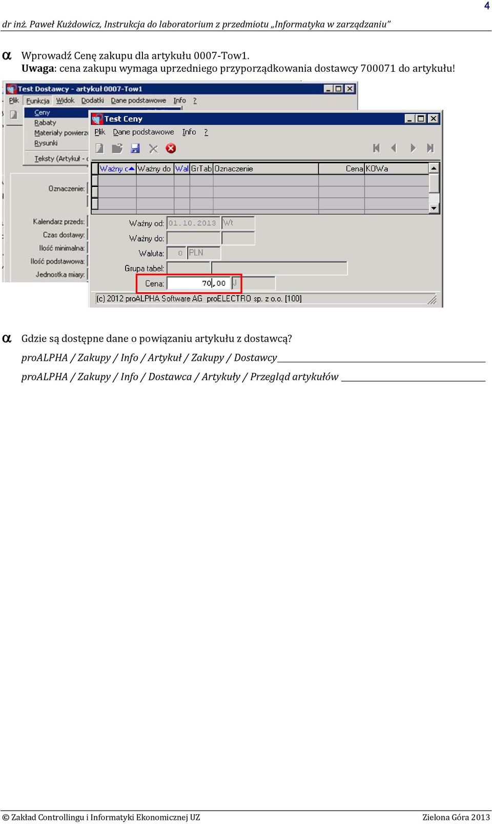 artykułu! Gdzie są dostępne dane o powiązaniu artykułu z dostawcą?