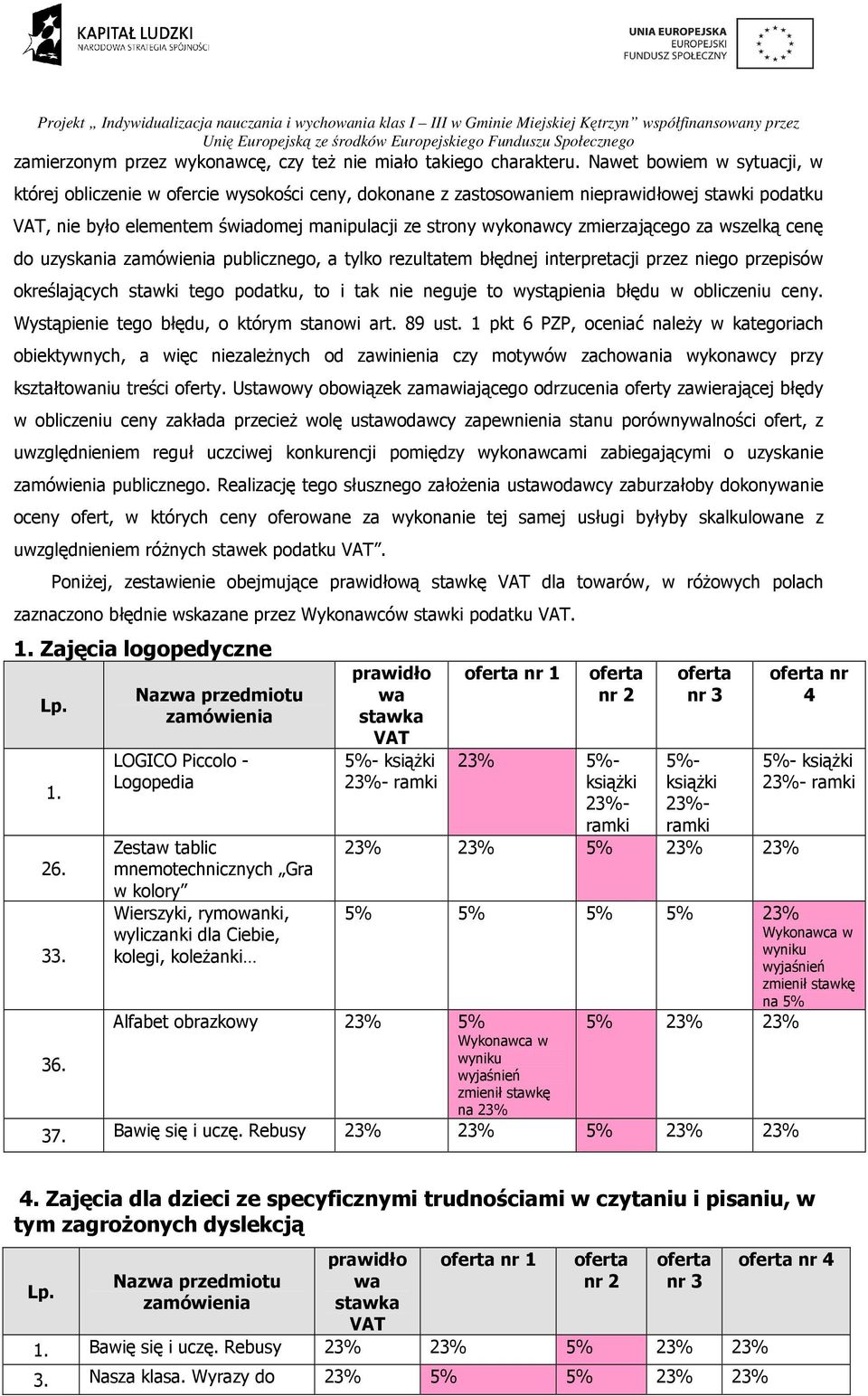 zmierzającego za wszelką cenę do uzyskania zamówienia publicznego, a tylko rezultatem błędnej interpretacji przez niego przepisów określających stawki tego podatku, to i tak nie neguje to wystąpienia