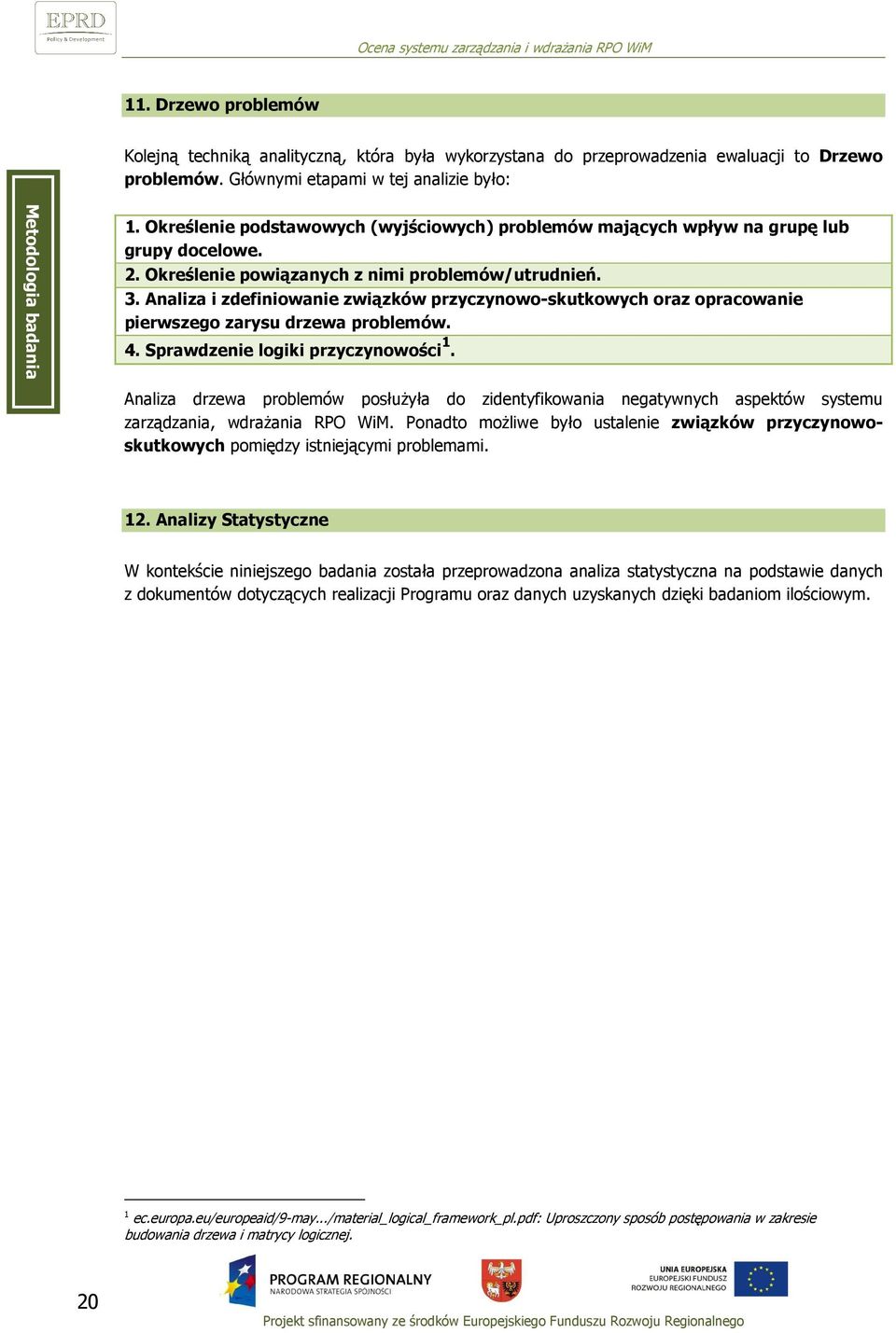 Analiza i zdefiniowanie związków przyczynowo-skutkowych oraz opracowanie pierwszego zarysu drzewa problemów. 4. Sprawdzenie logiki przyczynowości 1.