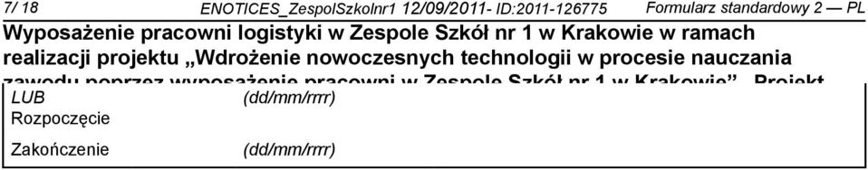 Szkół nr 1 w Krakowie Projekt LUB (dd/mm/rrrr)