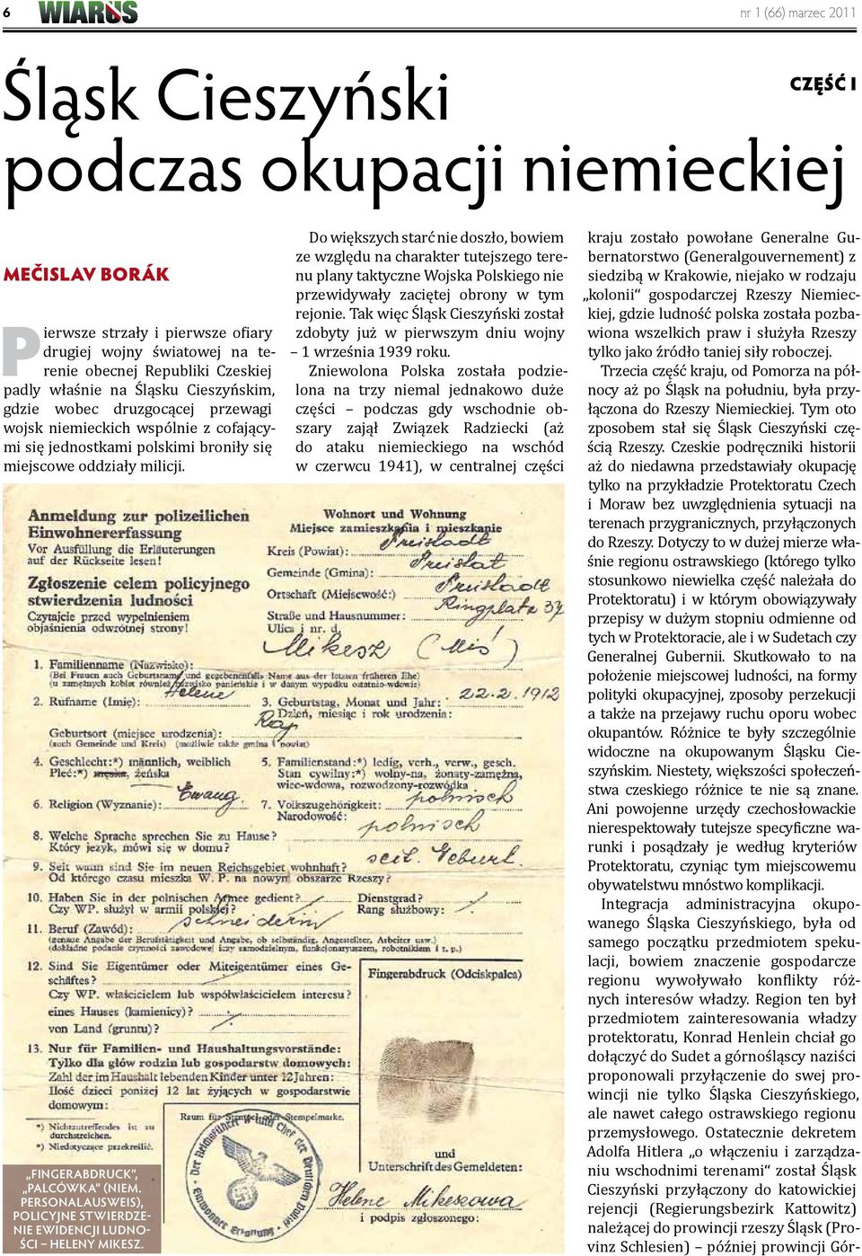 Personalausweis), Policyjne stwierdzenie ewidencji ludności Heleny Mikesz.