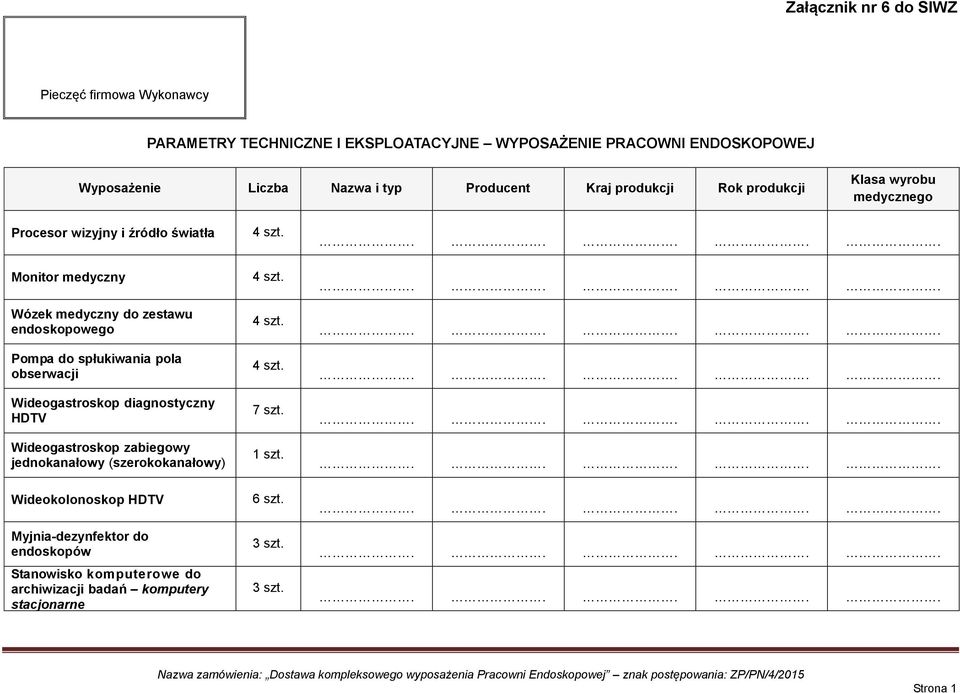 Pompa do spłukiwania pola obserwacji Wideogastroskop diagnostyczny HDTV Wideogastroskop zabiegowy jednokanałowy (szerokokanałowy) Wideokolonoskop HDTV